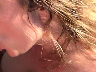 Shooting blonde creampie'd by personal trainer outdoors