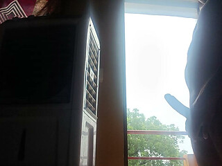 Outside Balcony Masturbated Huge Cock