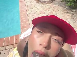 Tall Bikini Lifeguard Delivers Sensual Outdoor POV Poolside Passion