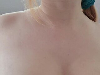 Fingering My Throat and Spitting on My Natural Big Boobs
