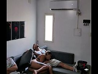 Best friend's GF gets fucked on the couch next to him