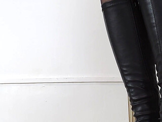 Shoe Collection: Black Leather High Heel Boots - Dame Olga