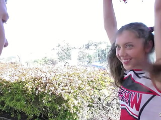 Petite Cheerleader Teen Elena Koshka tricked her older Coach to Fuck when home alone
