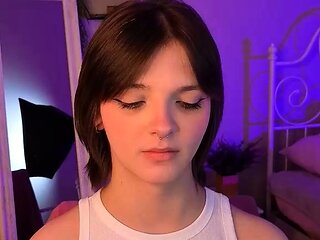 Very hot busty brunette solo masturbation on webcam