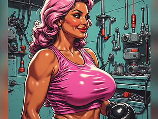 Beautiful Fit Pink-haired Babes Art