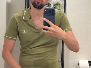 Hot Stepdaddy Jerking off in Bathroom