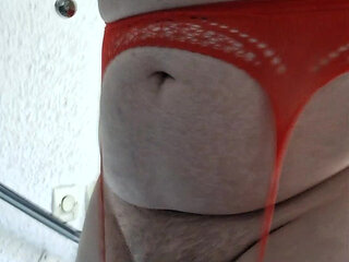 Walk in lingerie and nipple and balls on the stairs