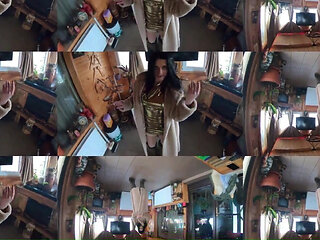 Golden Dress, Fur & Smoking Hairy Pussy, Deep Blowjob & Hard Doggy on a Freezer