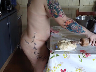 Curious Goddess - MILF Making Bread, Naked