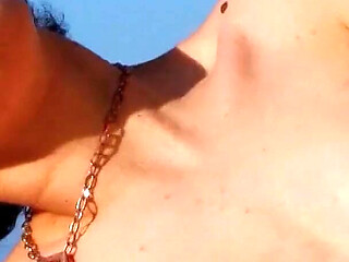 Skinny Milf Olly fucked by toyboy with thick lance on the beach