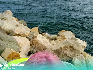 Outdoor blowjob by the sea