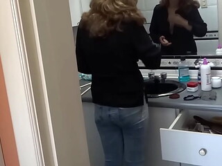 Great compilation: my Latina wife gets ready in the bathroom for sex