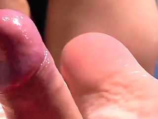 Oily Bare Foot Job by the Pool