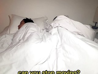 stepmom and stepson share bed and have sex. English sub...