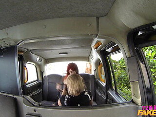 Female Fake Taxi - Blonde Lesbian Cab Driver Dominates Tattooed Redhead