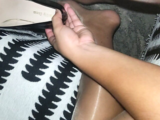 Pantyhose sheath and heels tease