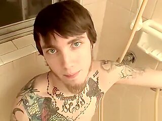 Tattoed Straight Thug Blinx Unloads His Balls In The Shower