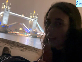 Blowjob on London bridge with egg sucking