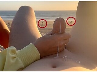 Public Handjob. Hand Job On A Nude Beach. We Were Caught Jerking Off At Sunset Near The Ocean