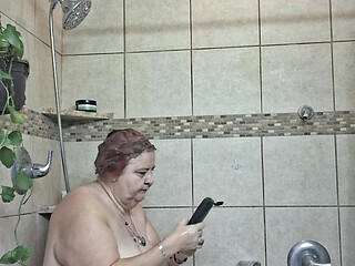 Big Beauty Nurse Vicki Taking a Mud Treatment in My Shower!