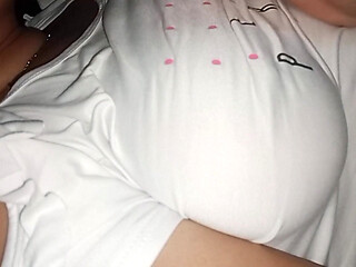 Sucking my wife's nipples on her clothes, I can't get over my addiction to her big natural breasts