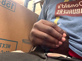 In The Back At My Job Jacking Off So I Can Let This Nut Out Cause I Was Horny All Day