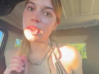 Car BBC Sex with sexy 18yo Redhead - Big tits vs monster cock