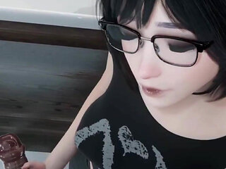 Super Cute Ass Goth Girl Jerks off a BBC
