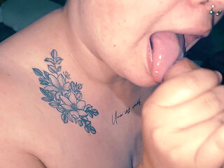 BBW gets it all over her big boobs
