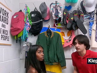 Guard Fucks Stepsister During Strip Search While Stepbrother Watches