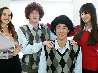 Bratty Nerds Get Taught a Lesson by Two Slutty Big Tit MILFs