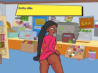 Cartoon movie, building, sexy ebony
