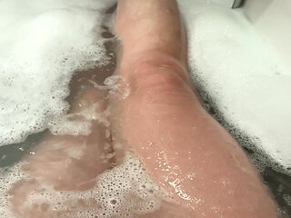 I enjoy soaking my sexy legs in the bathtub