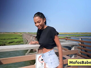 Hot busty ebony girl rub he rshaved wet pussy in the car seducing he rfriend - Eden West, Charles Dera