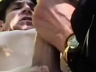 Sex-crazed granny takes a hard pounding from behind outside