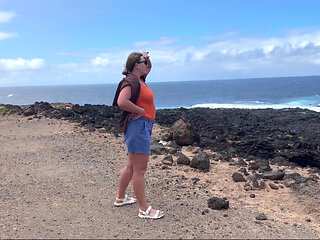 Nudist Girl Swimming Naked in the Natural Pool Outdoor