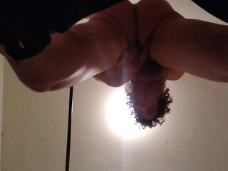 Solo Free-standing Self-assfingering Orgasm & Massive Climax to Start My Day
