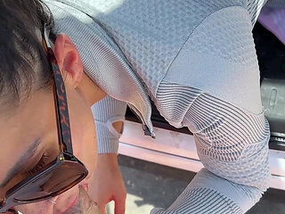 Mornign Fit in Public Finished with Quickie Fuck in Car Trunk