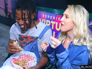 Blonde Alix craves BBC and gives a deepthroat blowjob