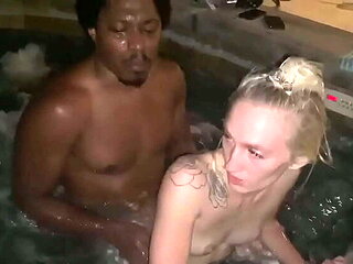 Blonde babe Victoria Gracen gets wild with Lord Panda in steamy hot tub