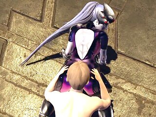 Widowmaker breaks her spaceship and has to pay the mechanic with her body