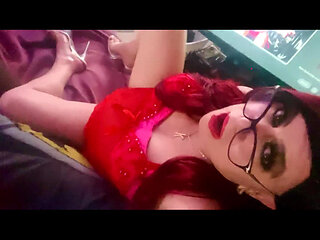 CD Krissy Sweets Red Lingerie and Sexy Heels