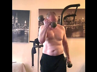 Olf Man Masturbating After Workout