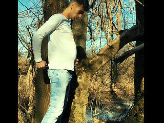 Skinny Twink Belly Is Growing Like Pregnant Outdoor - Belly Inflation