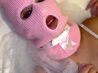 Slut in a Pink Mask Gets Her Face Crushed by a Foot