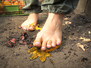 Squashing Tomatoes Barefoot In The Dirt ASMR