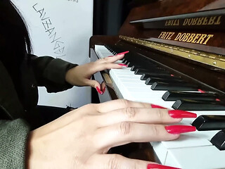 Dominant hands and a foot fetish during a piano lesson