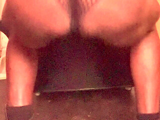 Fishnet Gear Squat & Wank Session