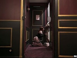 Amateur French redhead gets a tasty blowjob then pounded in multiple positions.