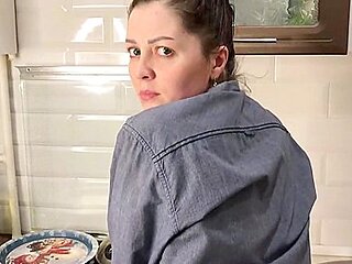 Curvy Brunette Stepmother Fucked In The Kitchen
